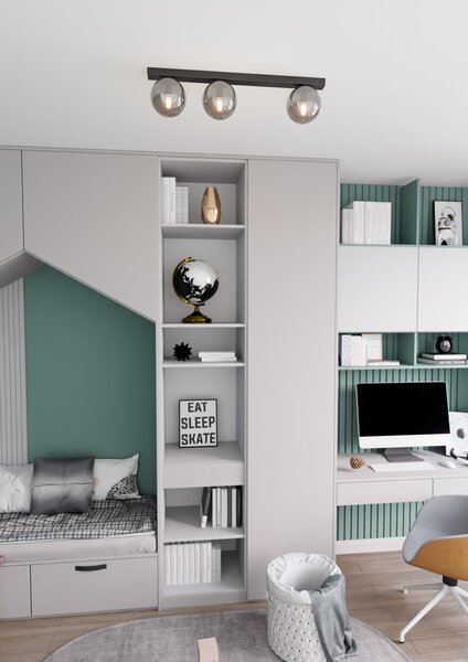 Stropní svítidlo FIT 3 – černé, grafitové sklo, 3× E14, šířka 70 cm