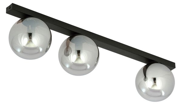 Stropní svítidlo FIT 3 – černé, grafitové sklo, 3× E14, šířka 70 cm