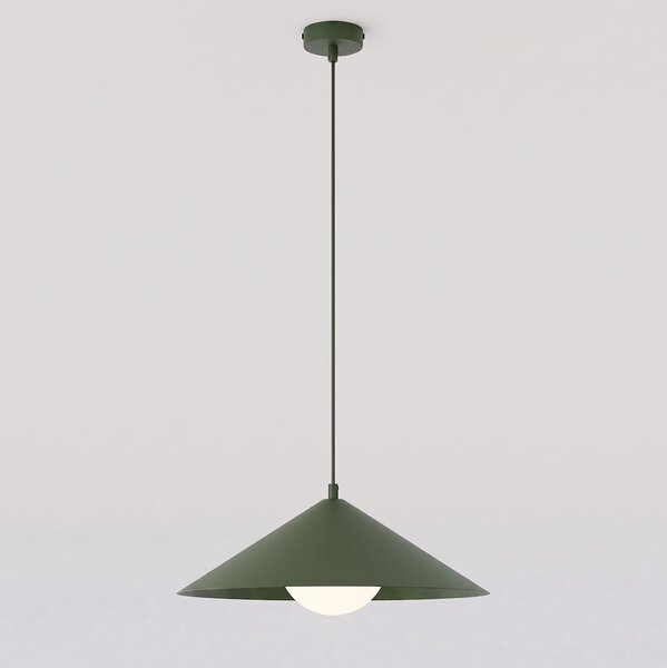 Závěsné svítidlo MONO 1M – olivově zelené, bílé sklo, 1× E14, šířka 40 cm