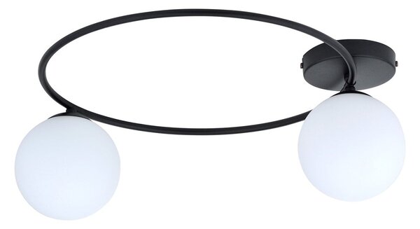 Stropní svítidlo SOPRA 2 – černé, opálové sklo, 2× E14, šířka 47 cm