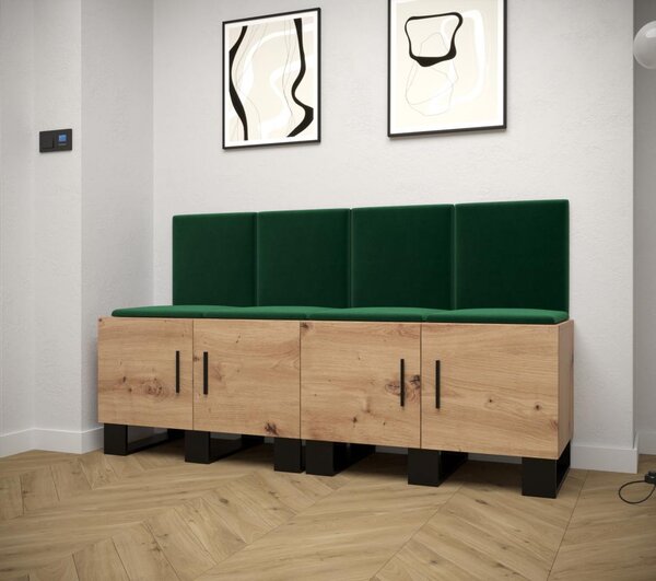 Botník do předsíně Artin 20 - dub Artisan Barva: Černá Ekokůže