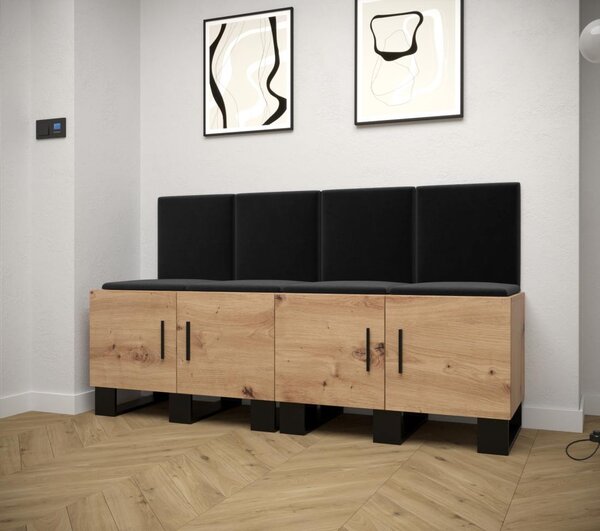 Botník do předsíně Artin 20 - dub Artisan Barva: Černá Ekokůže