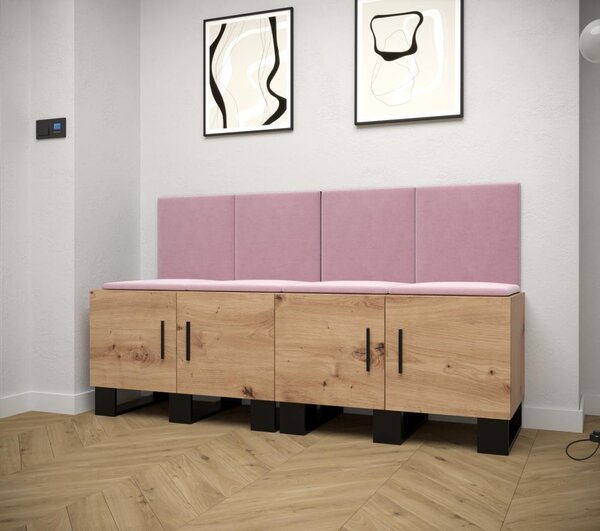 Botník do předsíně Artin 20 - dub Artisan Barva: Černá Ekokůže