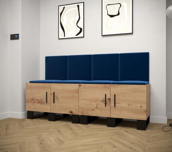 Botník do předsíně Artin 20 - dub Artisan Barva: Černá Ekokůže