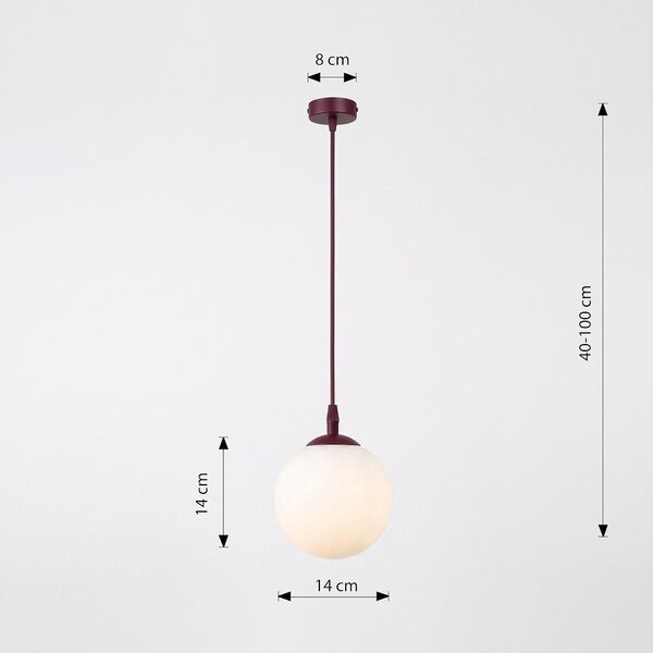 Závěsné svítidlo COSMO 1 – vínové, opálové sklo, 1× E14, šířka 12 cm