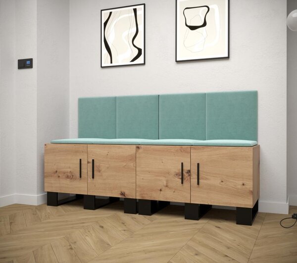 Botník do předsíně Artin 20 - dub Artisan Barva: Černá Ekokůže