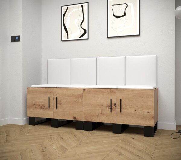 Botník do předsíně Artin 20 - dub Artisan Barva: Černá Ekokůže