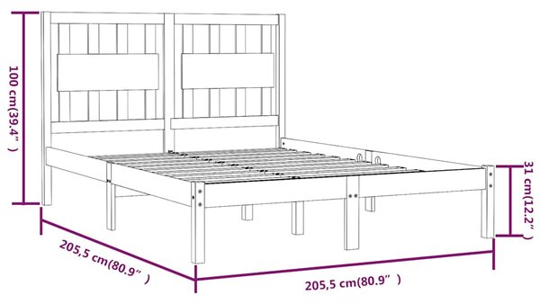 Rám postele černý masivní borovice 200 x 200 cm 3103957