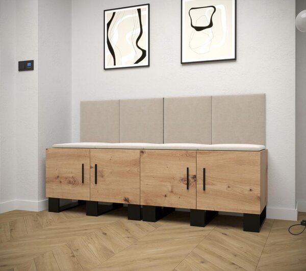 Botník do předsíně Artin 20 - dub Artisan Barva: Černá Ekokůže