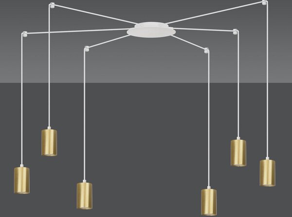 Závěsné svítidlo TRAKER 6 – bílé / zlaté, 6× GU10, šířka 300 cm