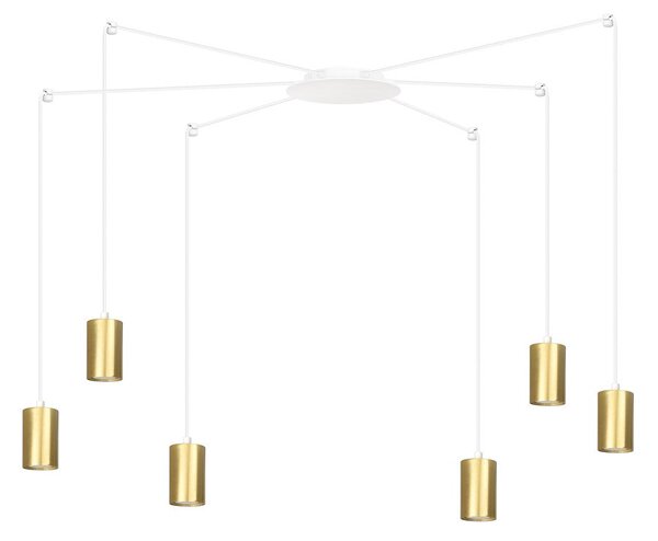 Závěsné svítidlo TRAKER 6 – bílé / zlaté, 6× GU10, šířka 300 cm