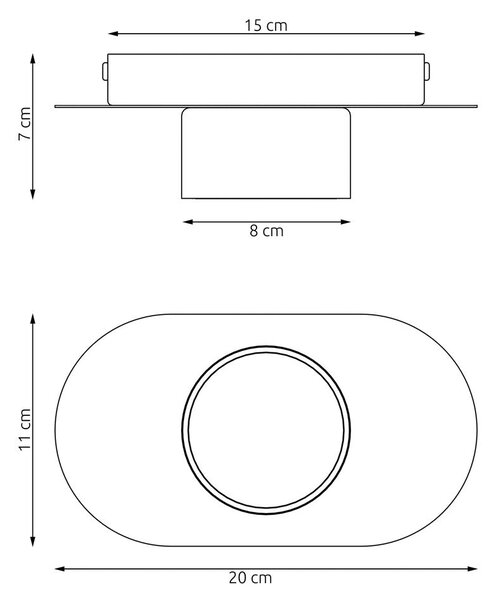Stropní svítidlo DIAZ 1 – černé, 1× GX53, šířka 20 cm