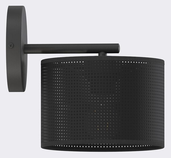 Nástěnné svítidlo LUX K1 – celočerné, textilní stínidlo, 1× E27, šířka 20 cm