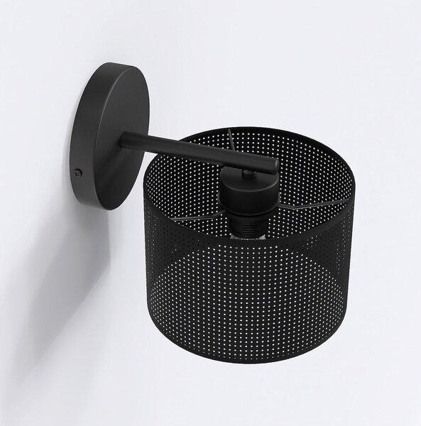 Nástěnné svítidlo LUX K1 – celočerné, textilní stínidlo, 1× E27, šířka 20 cm
