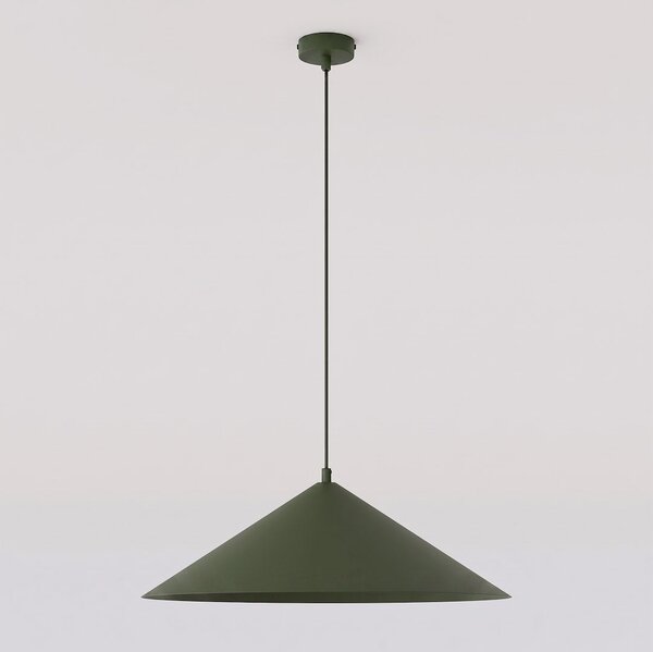 Závěsné svítidlo MONO 1L – olivově zelené, bílé sklo, 1× E14, šířka 50 cm