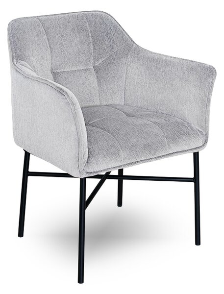 Čalouněná židle Rozalio s područkami - Sigma 08 světle šedá / černé nožky