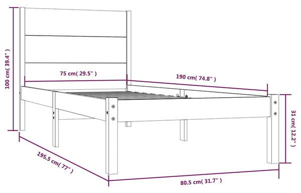Rám postele masivní dřevo 75 x 190 cm Small Single 3104113