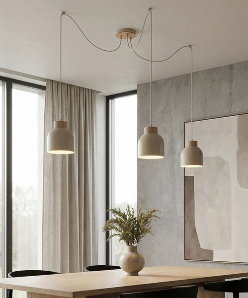 Závěsné svítidlo KRU 3 – moka, 3× E27, šířka 300 cm
