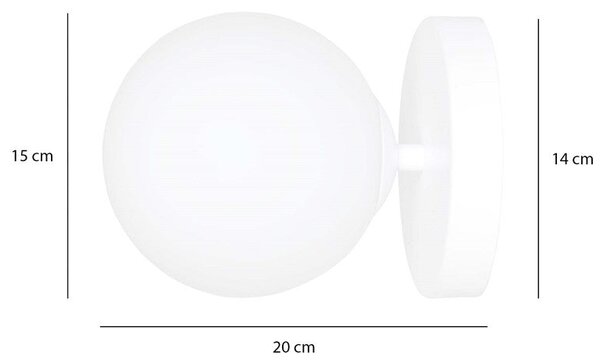 Nástěnné svítidlo HALLDOR K1 – celobílé, sklo, 1× E14, šířka 15 cm