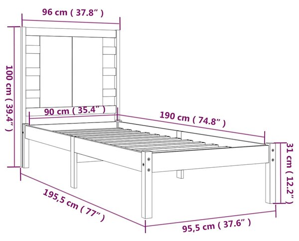 Rám postele masivní dřevo 90 x 190 cm Single 3104183