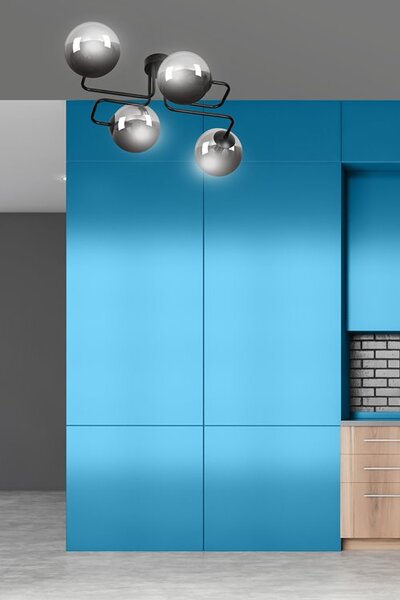 Stropní svítidlo BRENDI 4 – černé, grafitové sklo, 4× E14, šířka 55 cm