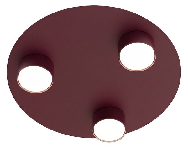 Stropní svítidlo BOLX 3 – vínové, 3× GX53, šířka 40 cm