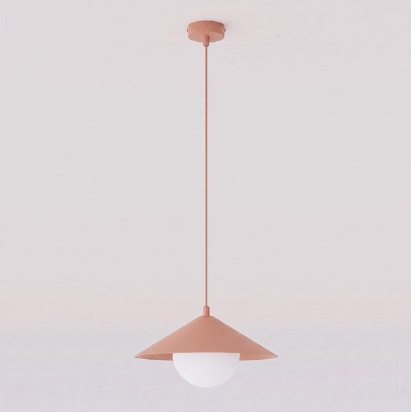 Závěsné svítidlo MONO 1S – korálové, bílé sklo, 1× E14, šířka 31 cm