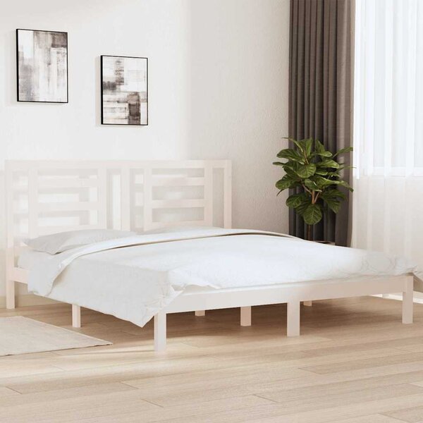 Rám postele bílý masivní dřevo 180 x 200 cm Super King 3104364