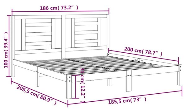 Rám postele bílý masivní dřevo 180 x 200 cm Super King 3104364