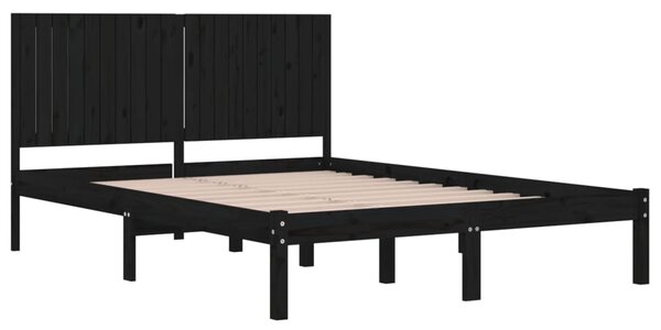 Rám postele černý masivní borovice 200 x 200 cm 3104437