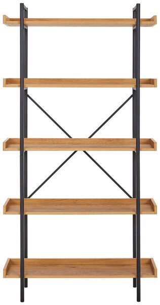 REGÁL, černá, dub wotan, železo, 90/172/30 cm Xora - Knihovny