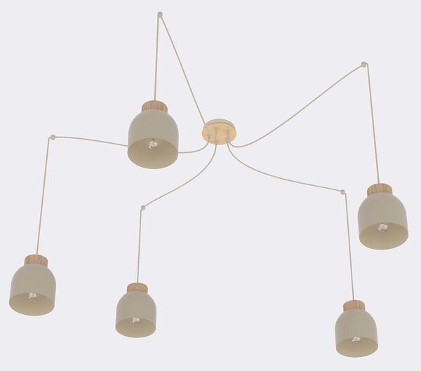 Závěsné svítidlo KRU 5 – moka, 5× E27, šířka 300 cm