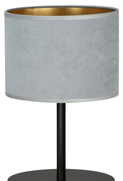 Stolní lampa HILDE LN1 – černá, šedé textilní stínidlo, 1× E27, šířka 18 cm