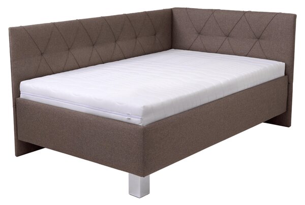 Rohová postel s matrací AFRODITE hnědá, 140x200 cm