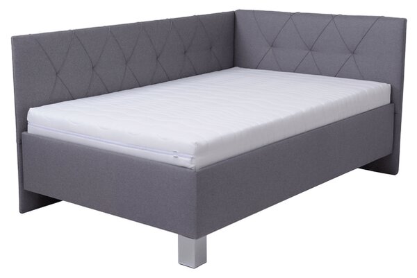 Rohová postel s matrací AFRODITE šedá, 120x200 cm