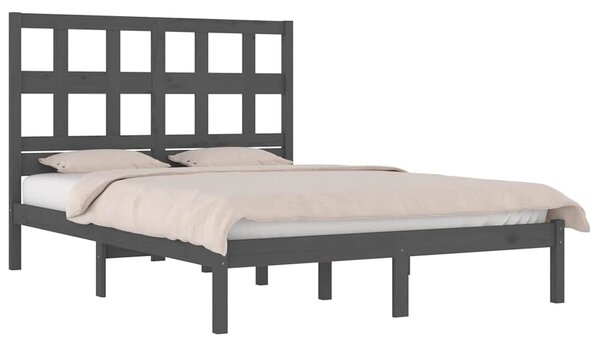 Rám postele šedý masivní borovice 200 x 200 cm 3104500