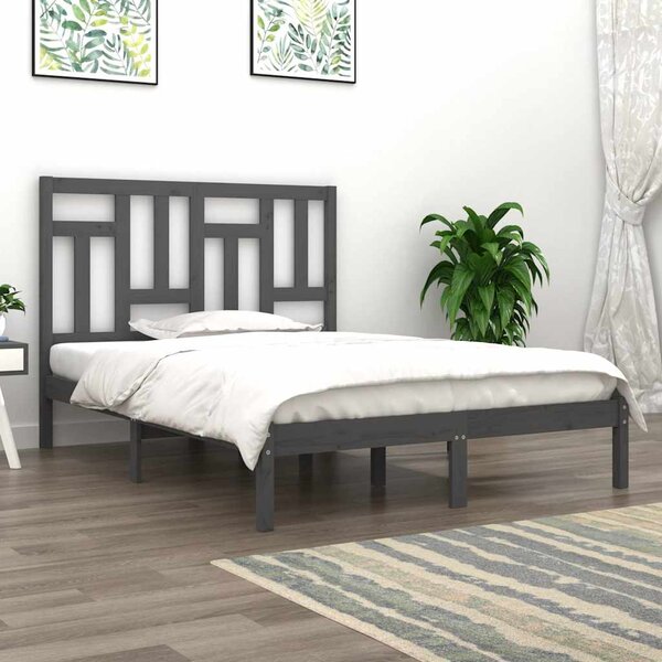 Rám postele šedý masivní borovice 200 x 200 cm 3104565
