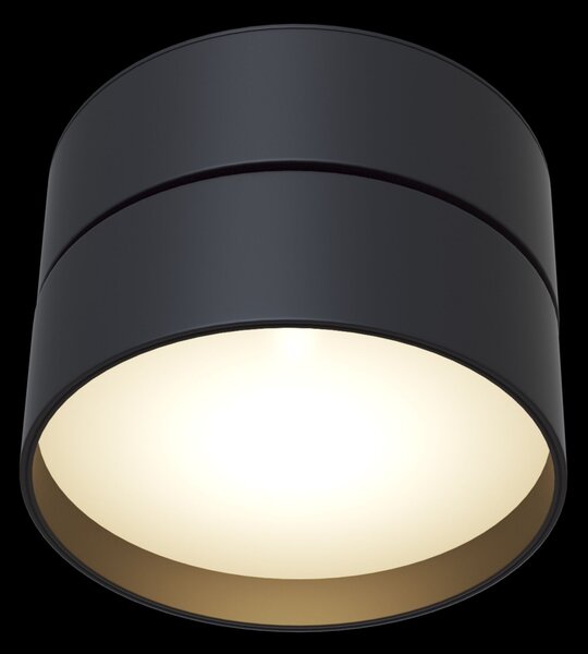 Maytoni Moderní stropní LED svítidlo ONDA, 18W, ⌀ 12 cm Barva: Černá, Teplota světla: 3000K - teplá bílá