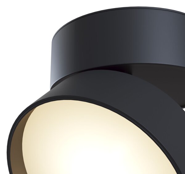 Maytoni Moderní stropní LED svítidlo ONDA, 18W, ⌀ 12 cm Barva: Černá, Teplota světla: 3000K - teplá bílá