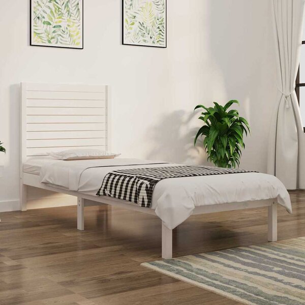 Rám postele bílý masivní dřevo 75 x 190 cm malé jednolůžko 3104569