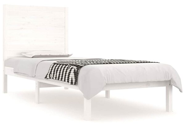 Rám postele bílý masivní dřevo 75 x 190 cm malé jednolůžko 3104569