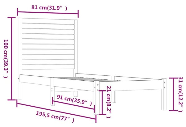Rám postele masivní dřevo 75 x 190 cm Small Single 3104568