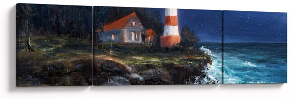 Obraz - Maják na břehu oceánu, aquarel (170x50 cm)