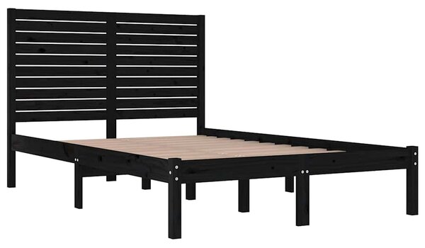 Rám postele černý masivní dřevo 140 x 190 cm 3104592