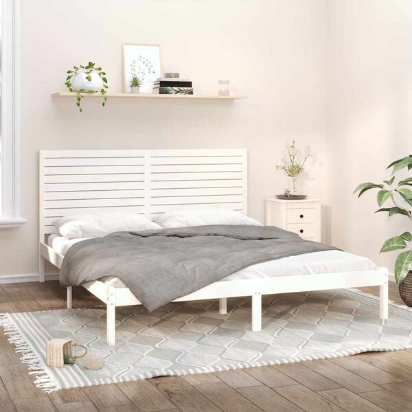 Rám postele bílý masivní dřevo 200 x 200 cm 3104629