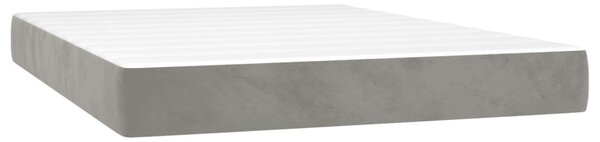 Box spring postel s matrací a LED světle šedá 140x190 cm samet 3139619