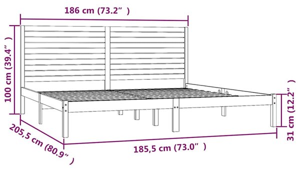 Rám postele masivní dřevo 180 x 200 cm Super King Size 3104623