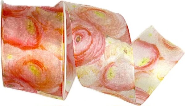 Taftová stuha PINK ROSES – romantický květinový motiv