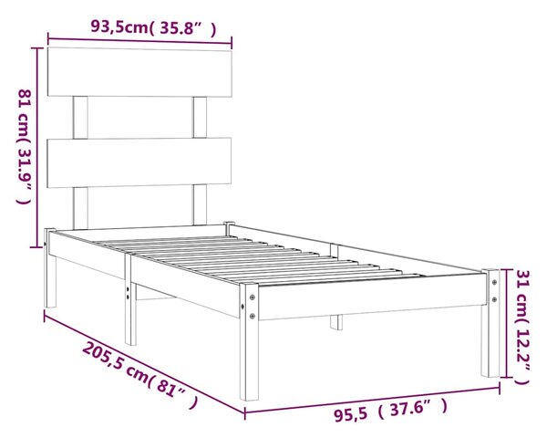 Rám postele masivní dřevo 90 x 200 cm 3104658