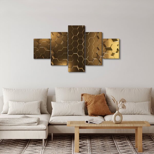 Obraz - Zlaté hexagony (125x70 cm)